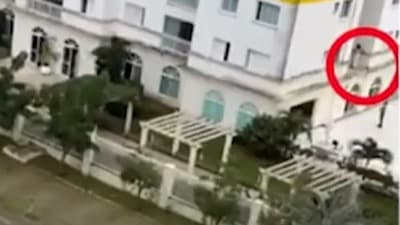 Vídeo mostra babá entre apartamentos depois de pular de prédio para fugir da patroa
