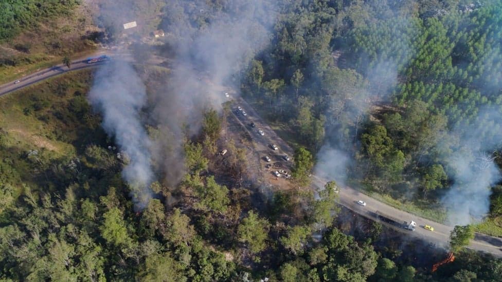 Atuação da CENIBRA impede propagação de incêndio florestal na BR-381