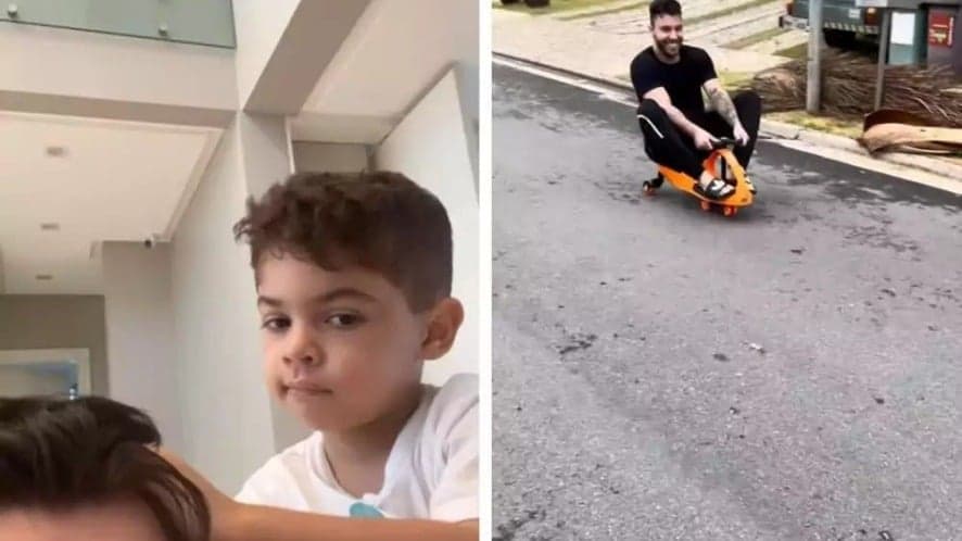  Murilo Huff presenteia filho com brinquedo tradicional no Dia das Crianças