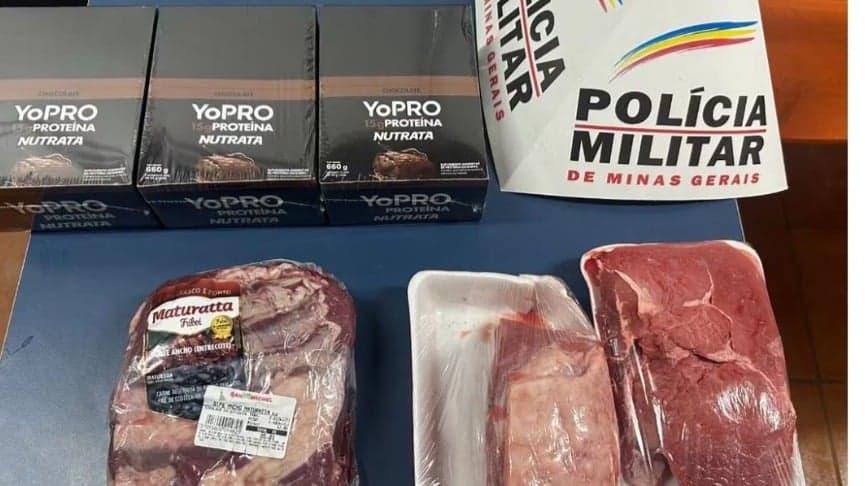 Homem é detido ao tentar furtar carne e barras de proteína em supermercado 