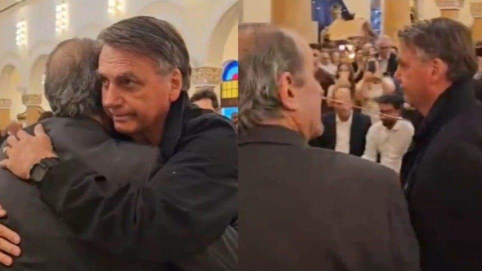 Bolsonaro e Valdemar se reencontram em missa de 7º dia e trocam abraço em Mogi das Cruzes