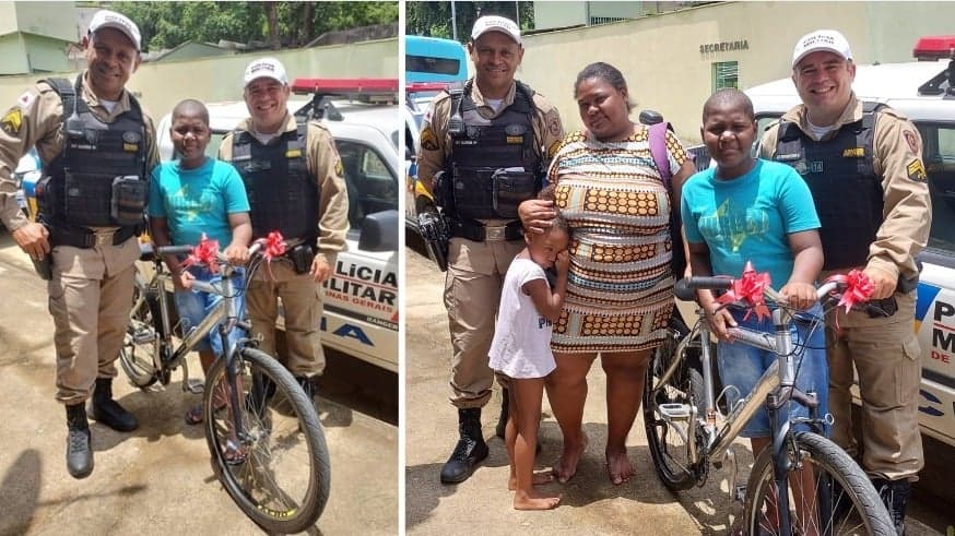 Policiais dão nova bicicleta a menino que teve veículo furtado em Ipatinga