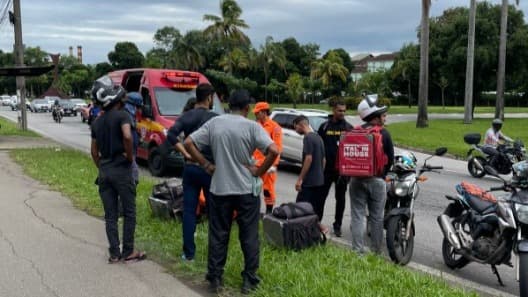 Colisão entre motos complica trânsito na BR-381, próximo ao Senai em Ipatinga