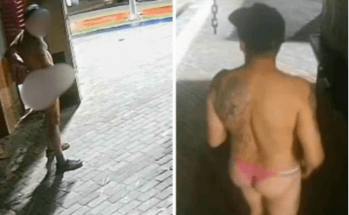 Homem de calcinha é flagrado se masturbando em quiosque de praia