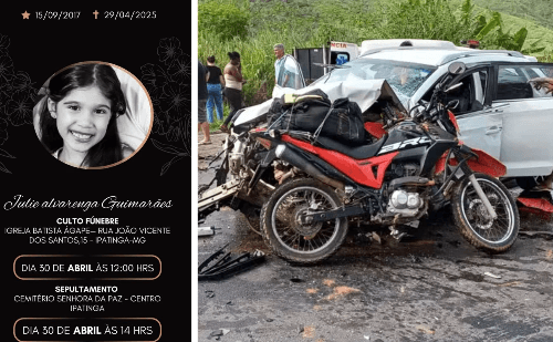 Menina de sete anos vítima de acidente na BR-116 é sepultada em Ipatinga