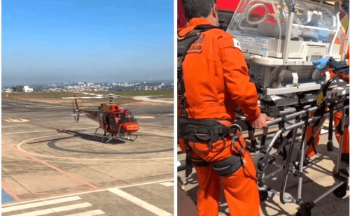 Sem leitos em Divinópolis, bebês são levados de helicóptero para hospitais distantes
