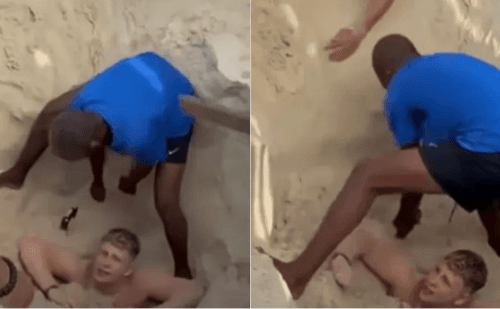 Turista fica preso em buraco na areia em Copacabana e mobiliza resgate