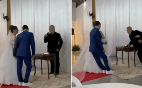 Noivo desmaia e vídeo do casamento viraliza no Brasil