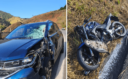 Jovem fica gravemente ferido em colisão entre moto e carro na MGC-120, em Nova Era