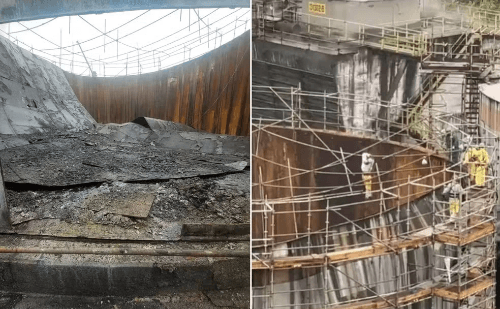 Funcionários ficam pendurados após acidente em tanque industrial de Cubatão