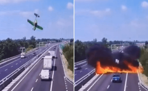 Duas pessoas morrem após queda de avião em rodovia italiana