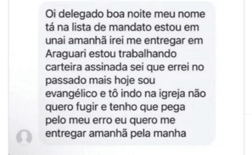 Foragido se converte e se entrega à polícia em Araguari