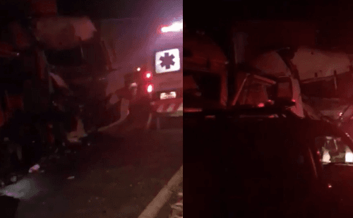 Vídeo: acidente entre dois caminhões complica trânsito na BR-381 em São Gonçalo do Rio Abaixo