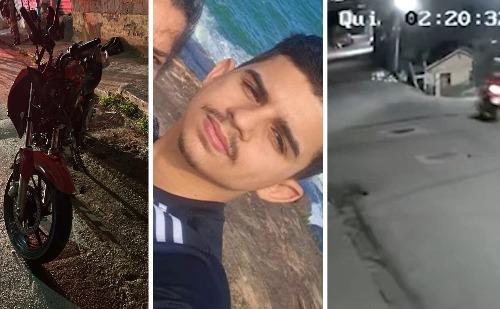 Câmeras flagram momento em que jovem bate moto em poste em Caratinga