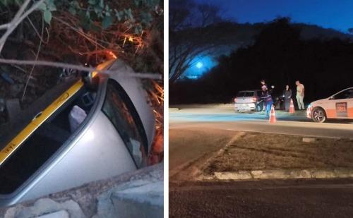 Batida entre carros na BR-381 no trevo de Nova Era deixa motorista de táxi ferido