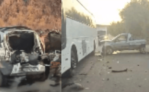 Acidente entre dois carros e ônibus é registrado na BR-458 próximo a Iapu