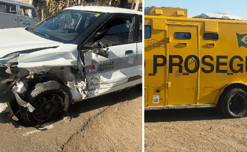 Veículo da Prefeitura de Mesquita colide com carro-forte na BR-116