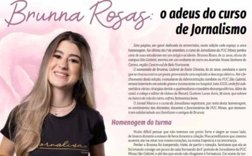 Jornal universitário da PUC Minas homenageia estudante que morreu em acidente em BH